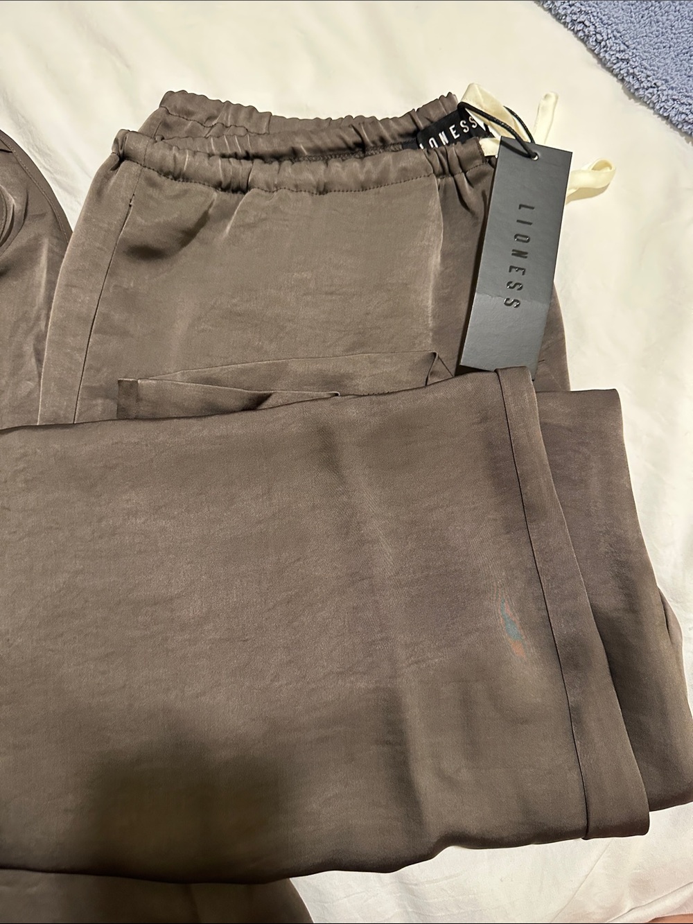 Satin Drawstring Pants - Brown by Lioness